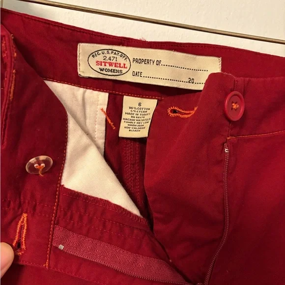 Anthropologie Sitwell Red Lowrise Pants 6 - Picture 4 of 4